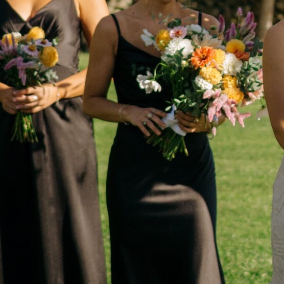 Revelry Skye black satin bridesmaid's dress NWT - Picture 3 of 9